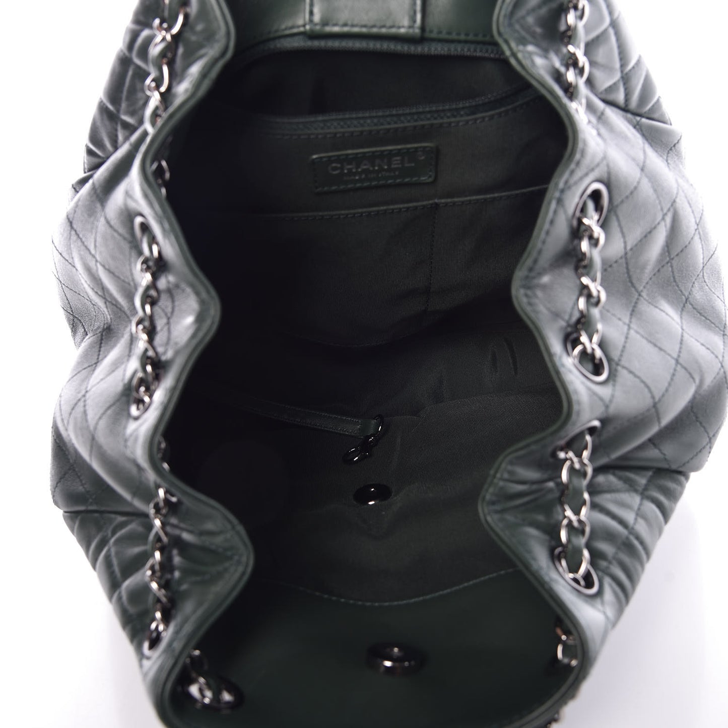 Lambskin Quilted Large Drawstring Shoulder Bag Green