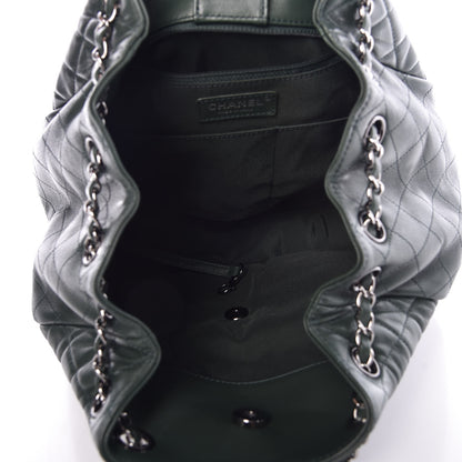 Chanel Lambskin Quilted Large Drawstring Shoulder Bag Green 7 of 9