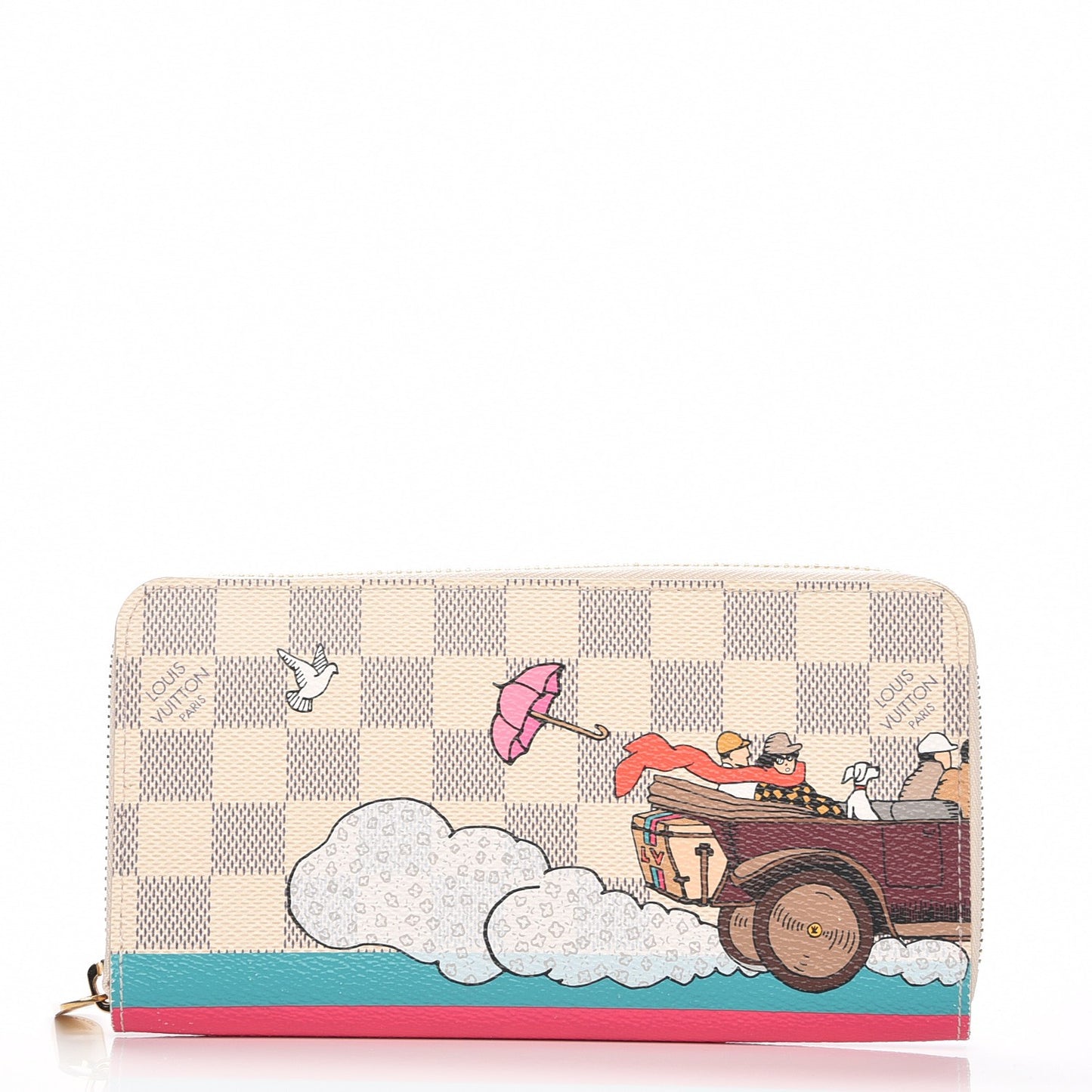 Damier Azur 2015 Christmas Animation Zippy Wallet Hibiscus