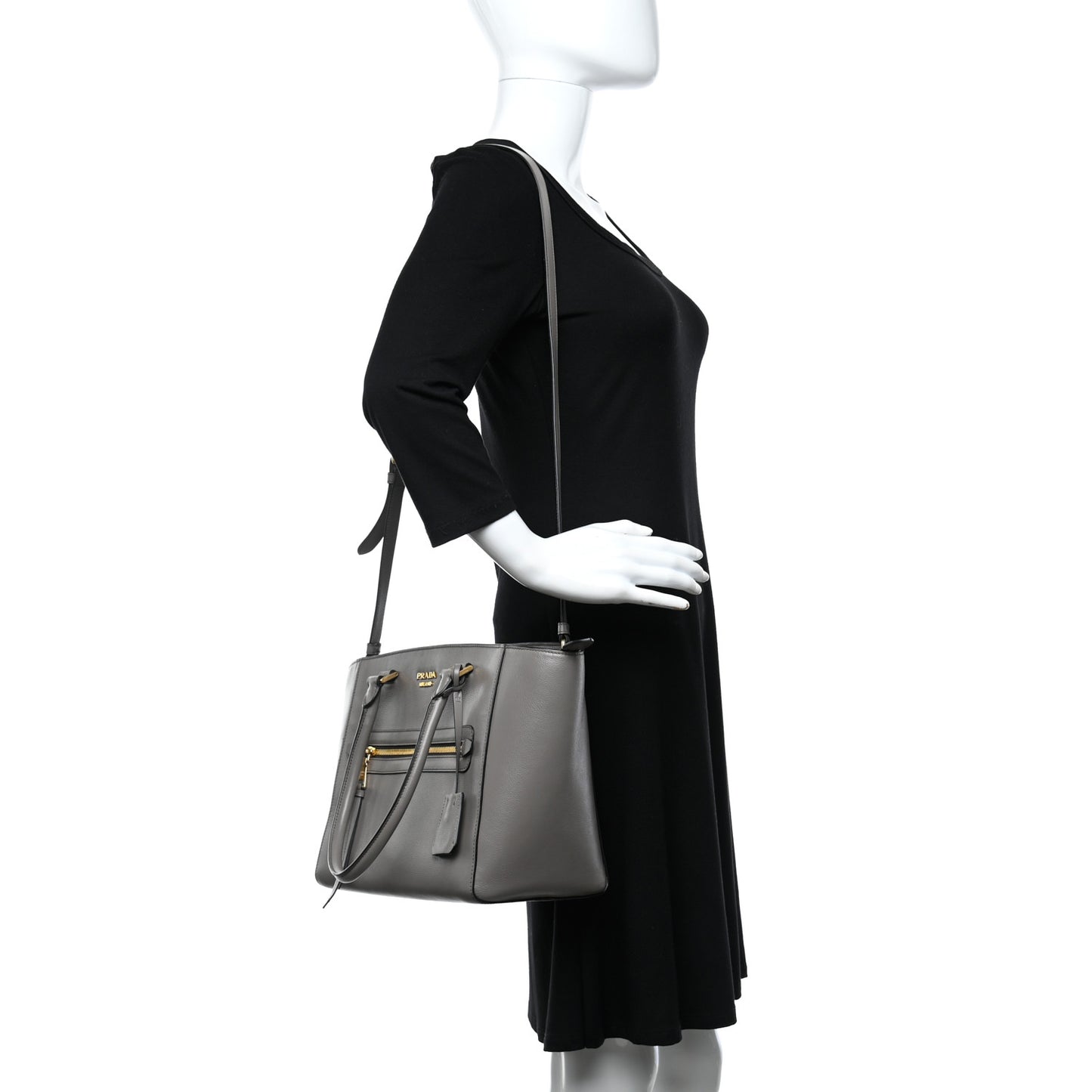 Glace Calfskin Shopping Tote Argilla