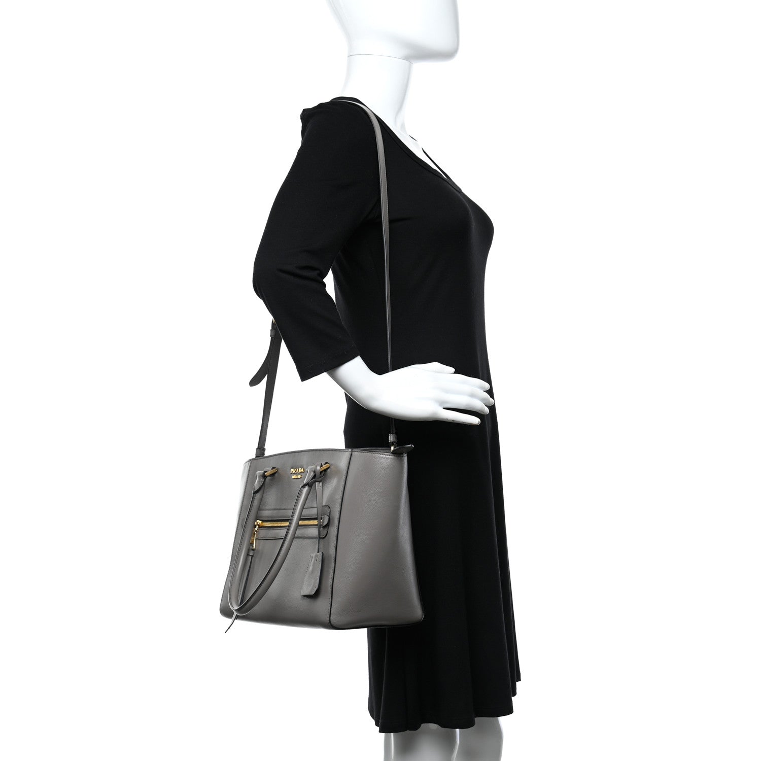 Prada Glace Calfskin Shopping Tote Argilla 2 of 8