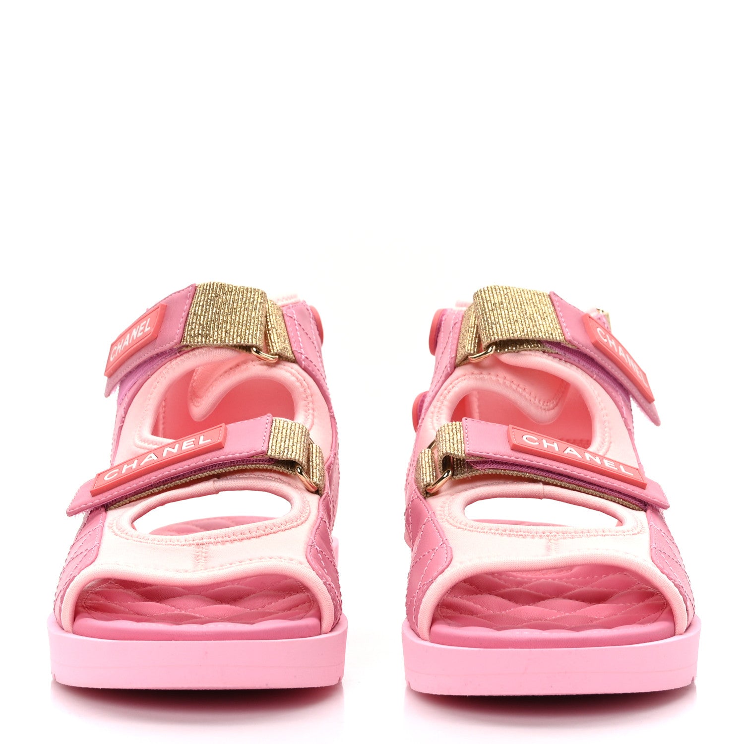Chanel Goatskin Fabric Gladiator Sandals 37.5 Pink 2 of 8