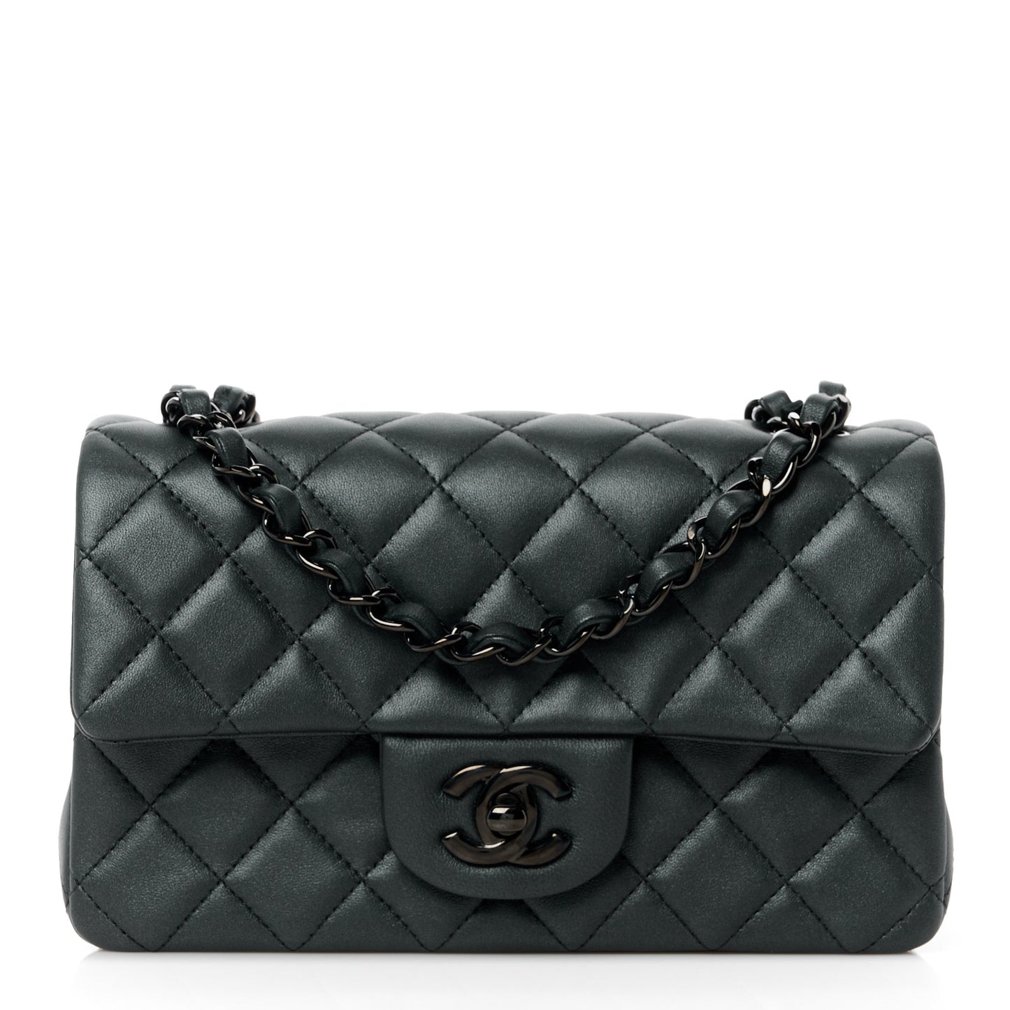 Lambskin Quilted Mini Rectangular Flap So Black