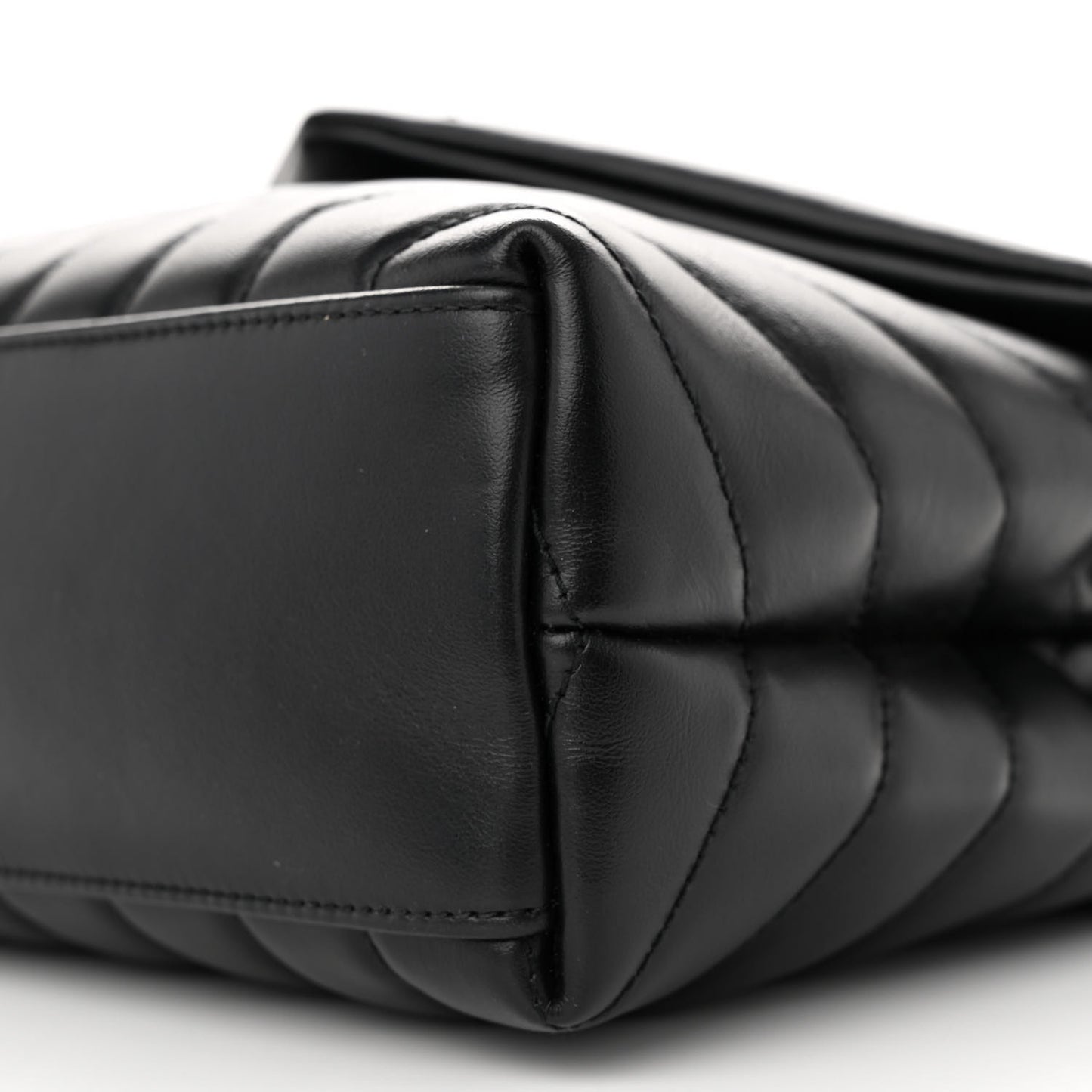 Calfskin Y Quilted Monogram Monochrome Small Loulou Chain Satchel Black