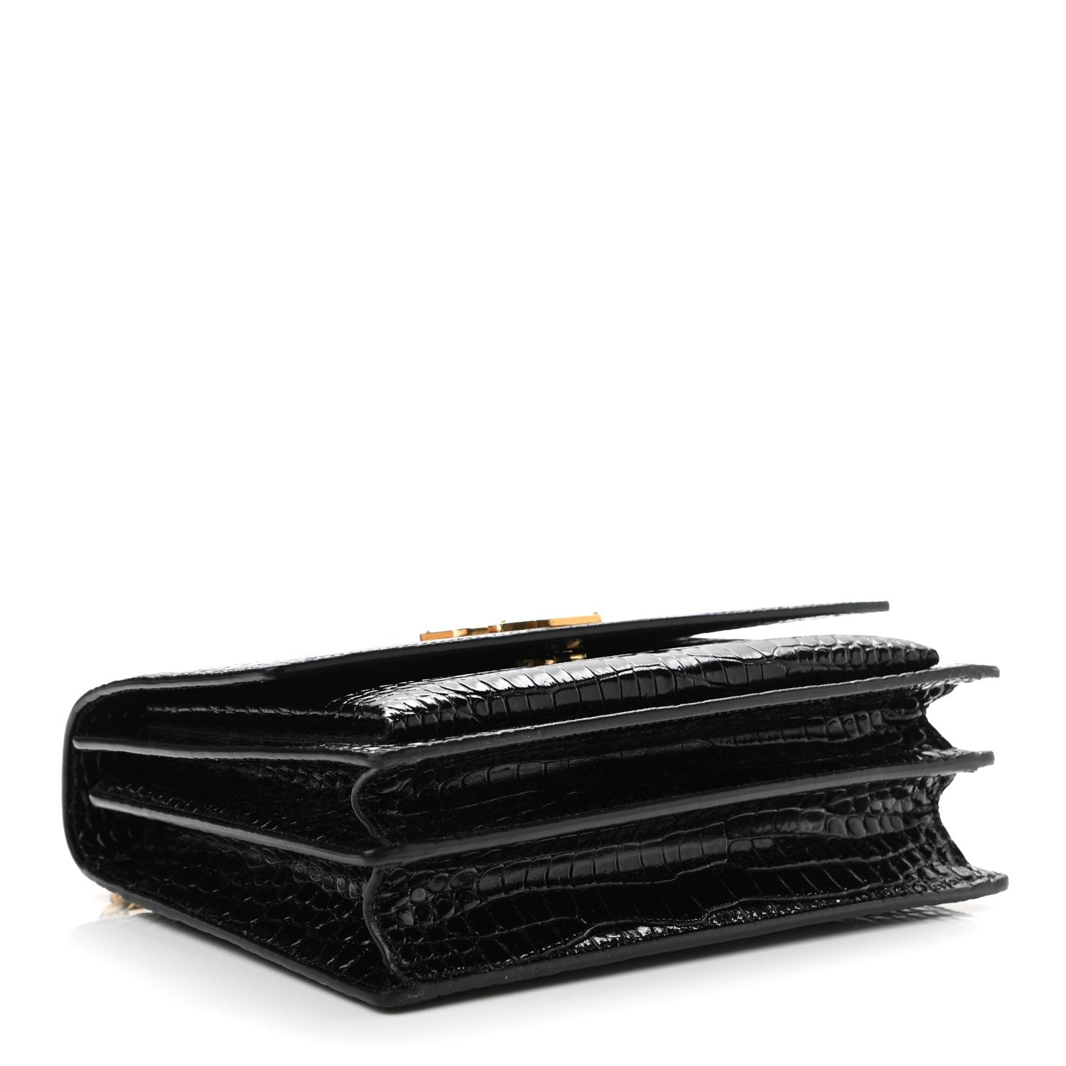Saint Laurent Calfskin Crocodile Embossed Medium Monogram Sunset Black 4 of 10