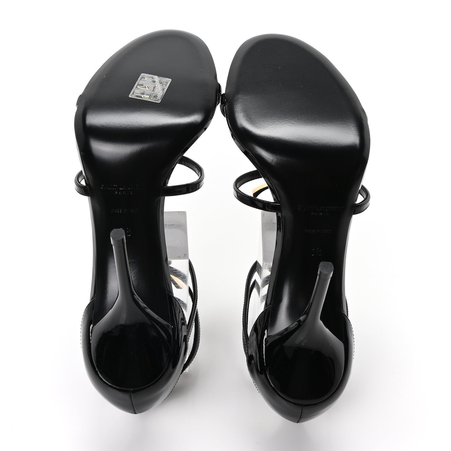 Saint Laurent Patent Cassandra 100 Ankle Strap Sandals 38 Black 6 of 9