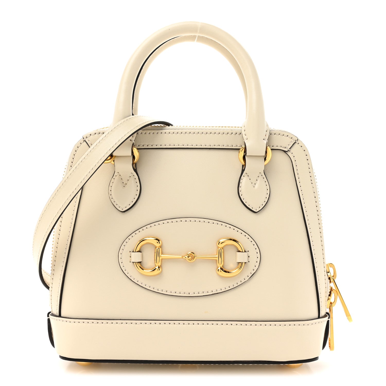 Gucci Boarded Plutone Calfskin Mini Horsebit 1955 Top Handle Bag Mystic White 1 of 13