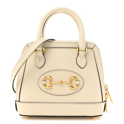 Gucci Boarded Plutone Calfskin Mini Horsebit 1955 Top Handle Bag Mystic White 1 of 13