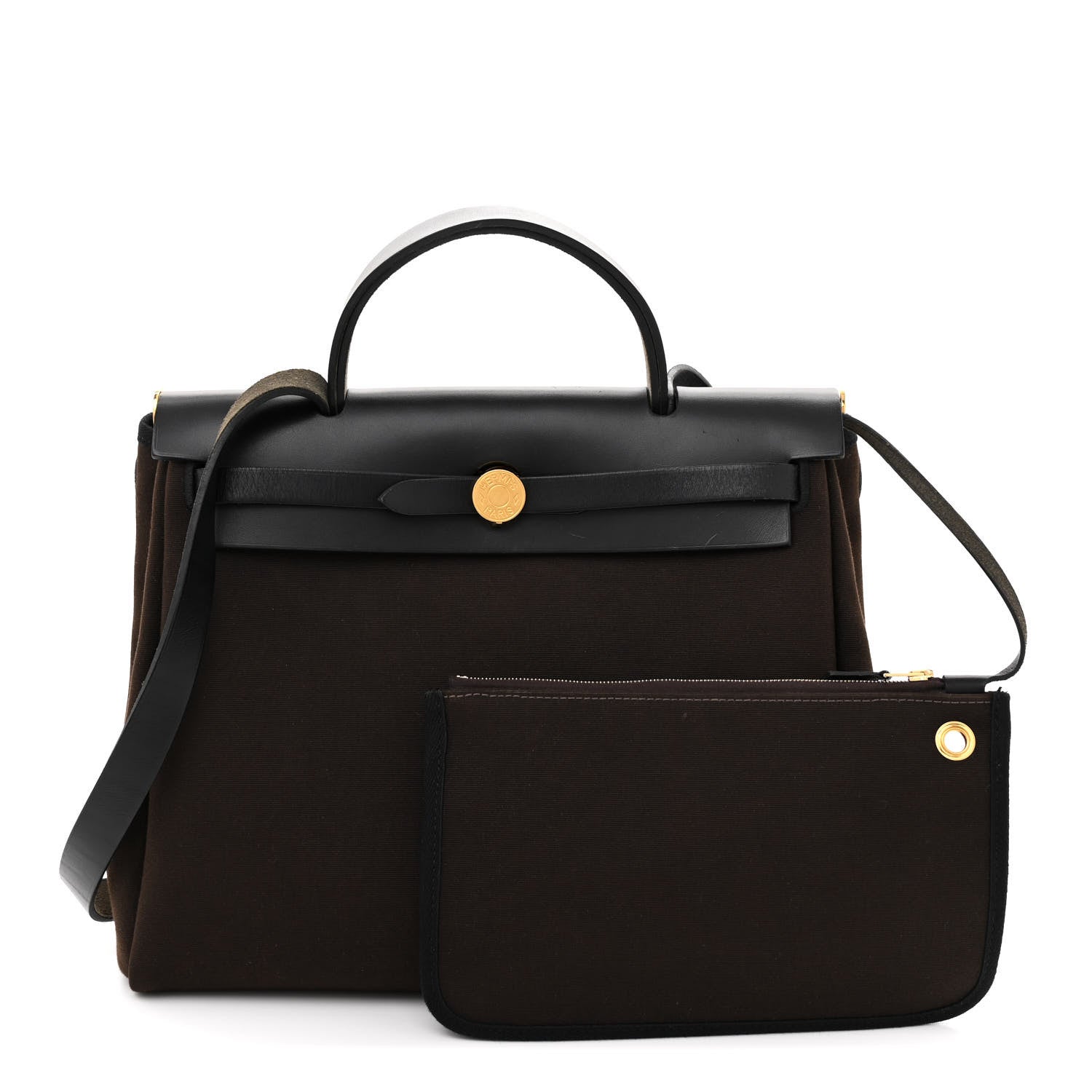 Hermes Military Toile Vache Hunter Herbag Zip Retourne 31 PM Ebene Black 3 of 15