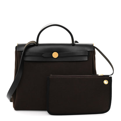 Hermes Military Toile Vache Hunter Herbag Zip Retourne 31 PM Ebene Black 3 of 14