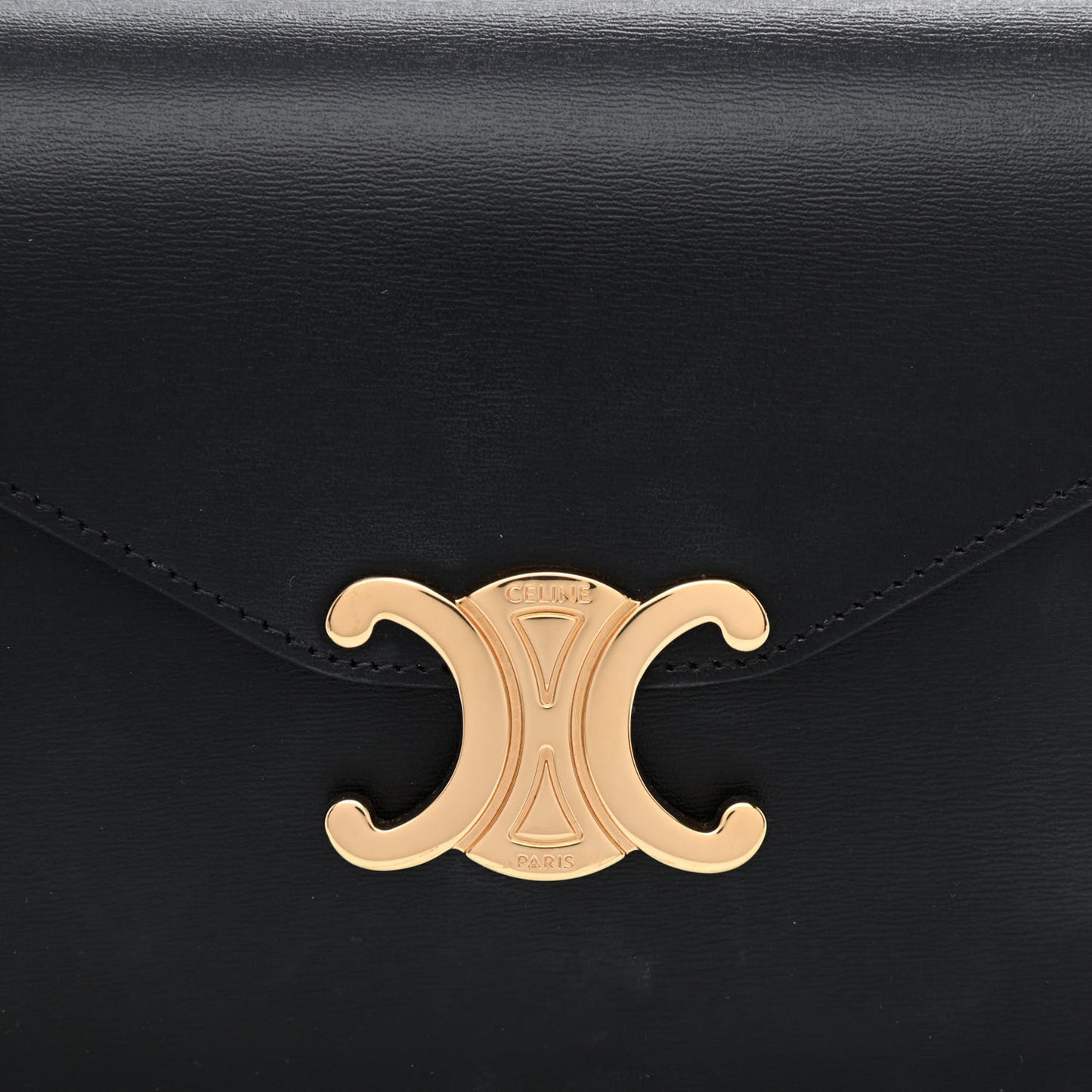 Shiny Calfskin Triomphe Margo Wallet on Chain Black