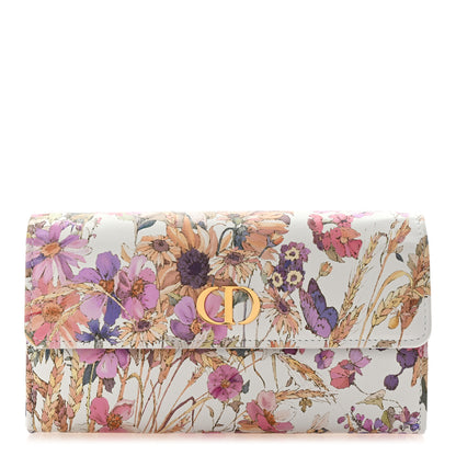 Christian Dior Calfskin Caro Freesia Long Wallet White Multicolor 1 of 8