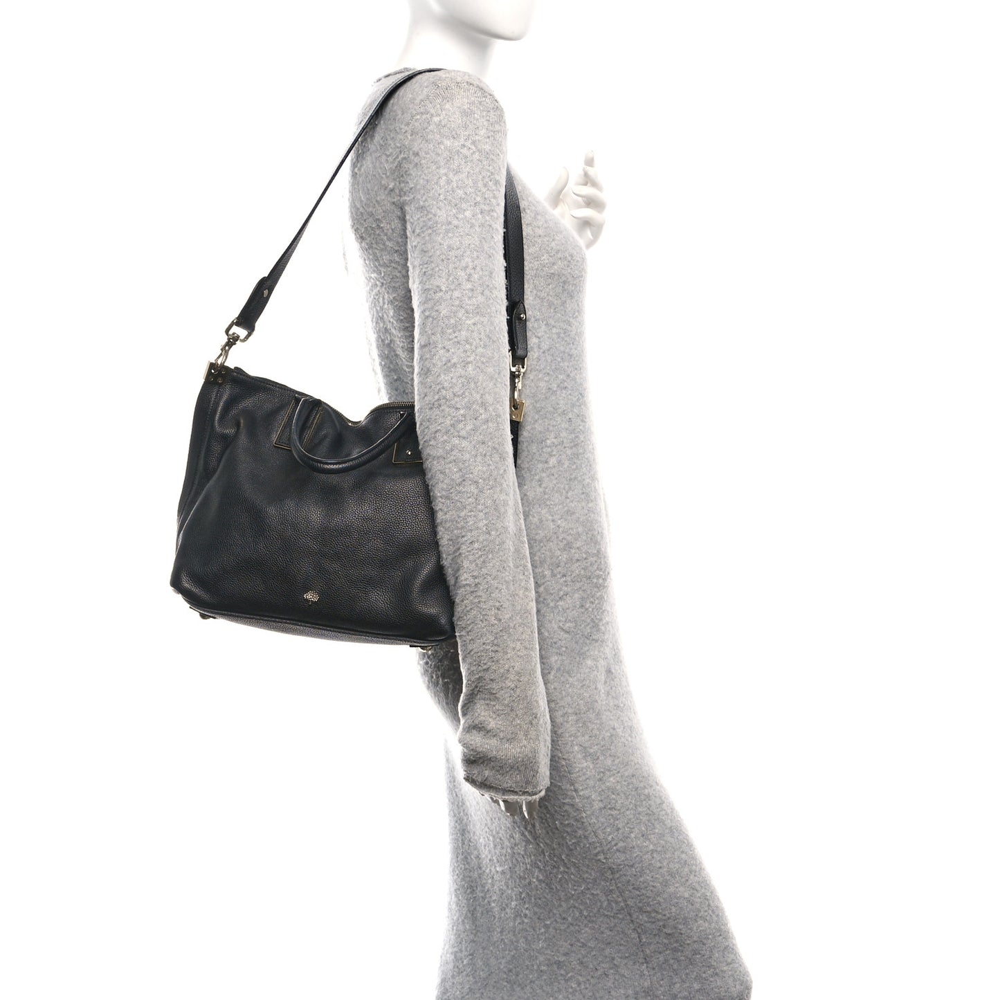 Classic Grained Calfskin Small Alice Satchel Black