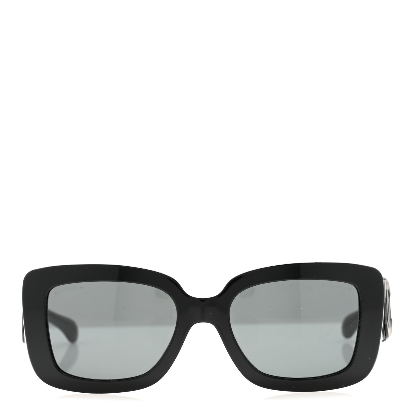 Acetate Calfskin Polarized Square Sunglasses 5473-Q-A Black