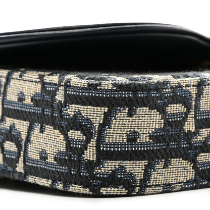 Christian Dior Oblique Smooth Calfskin Medium Saddle Pouch With Chain Blue 9 of 10