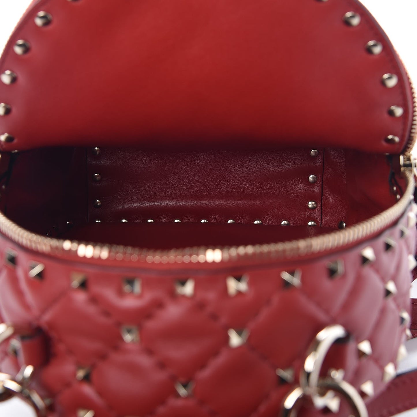 Nappa Quilted Mini Rockstud Spike Backpack Rosso Valentino