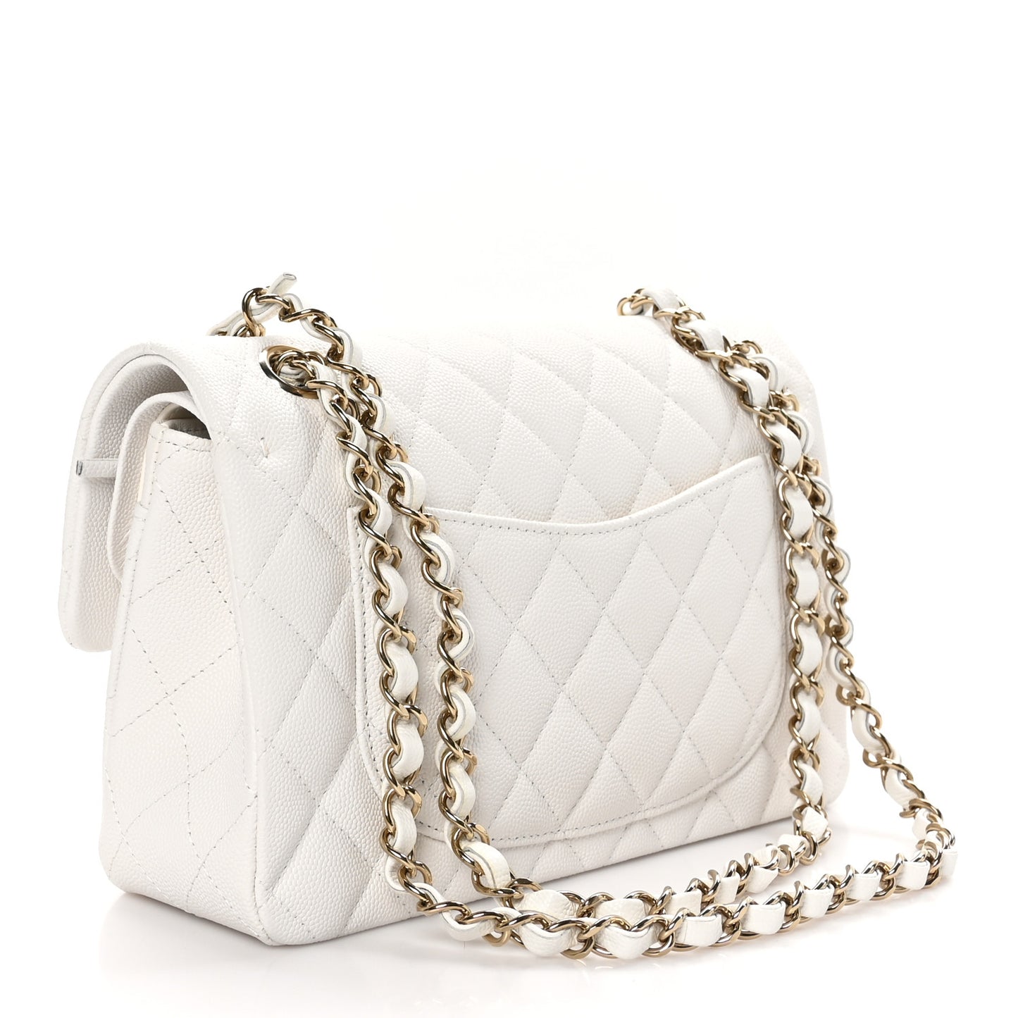 Caviar Quilted Small Double Flap White