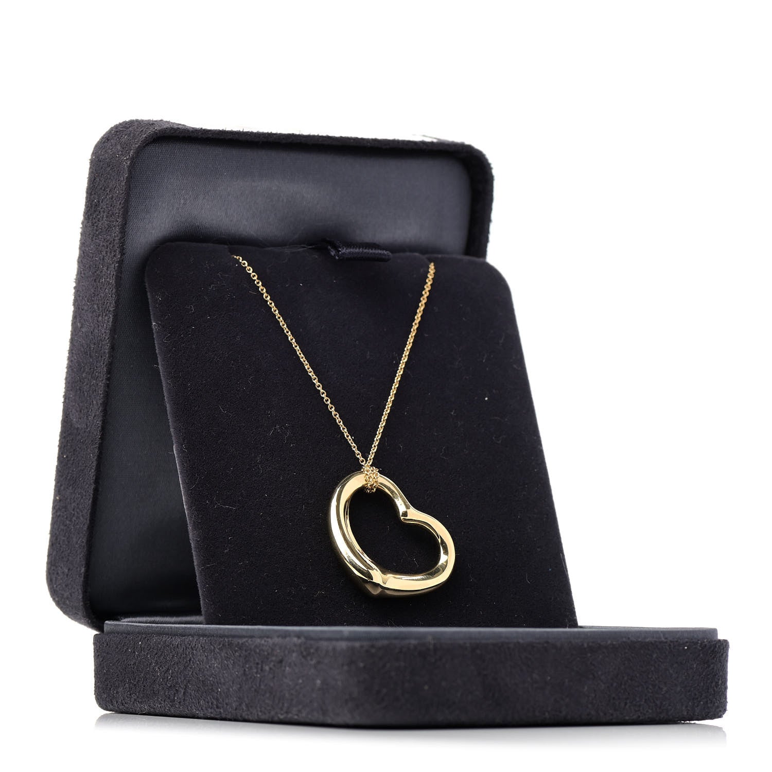 Tiffany 18K Yellow Gold 27mm Elsa Peretti Open Heart Pendant Necklace 7 of 7