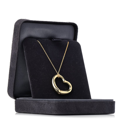 Tiffany 18K Yellow Gold 27mm Elsa Peretti Open Heart Pendant Necklace 7 of 7