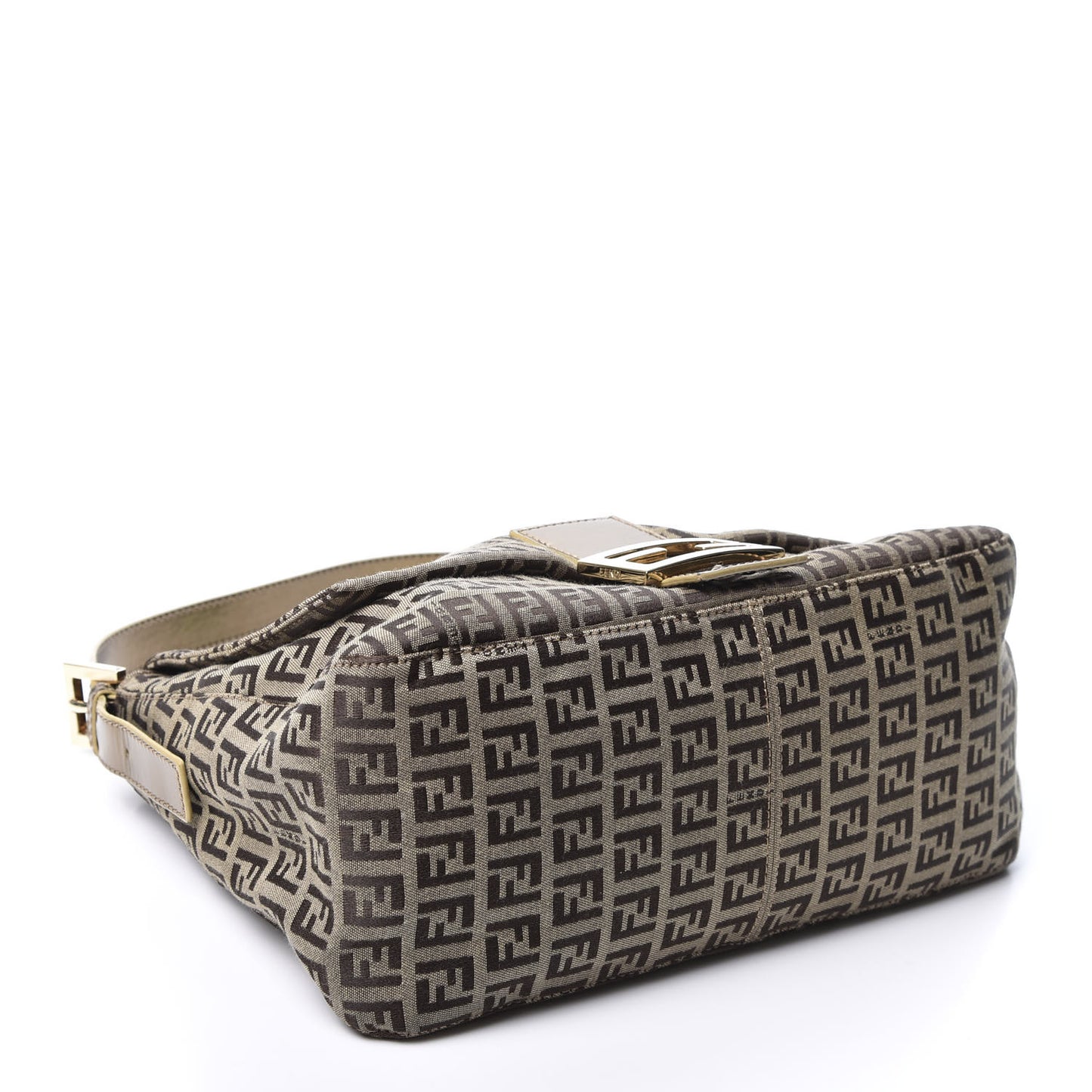 Metallic Canvas Patent Zucchino Mama Baguette Dark Brown Gold