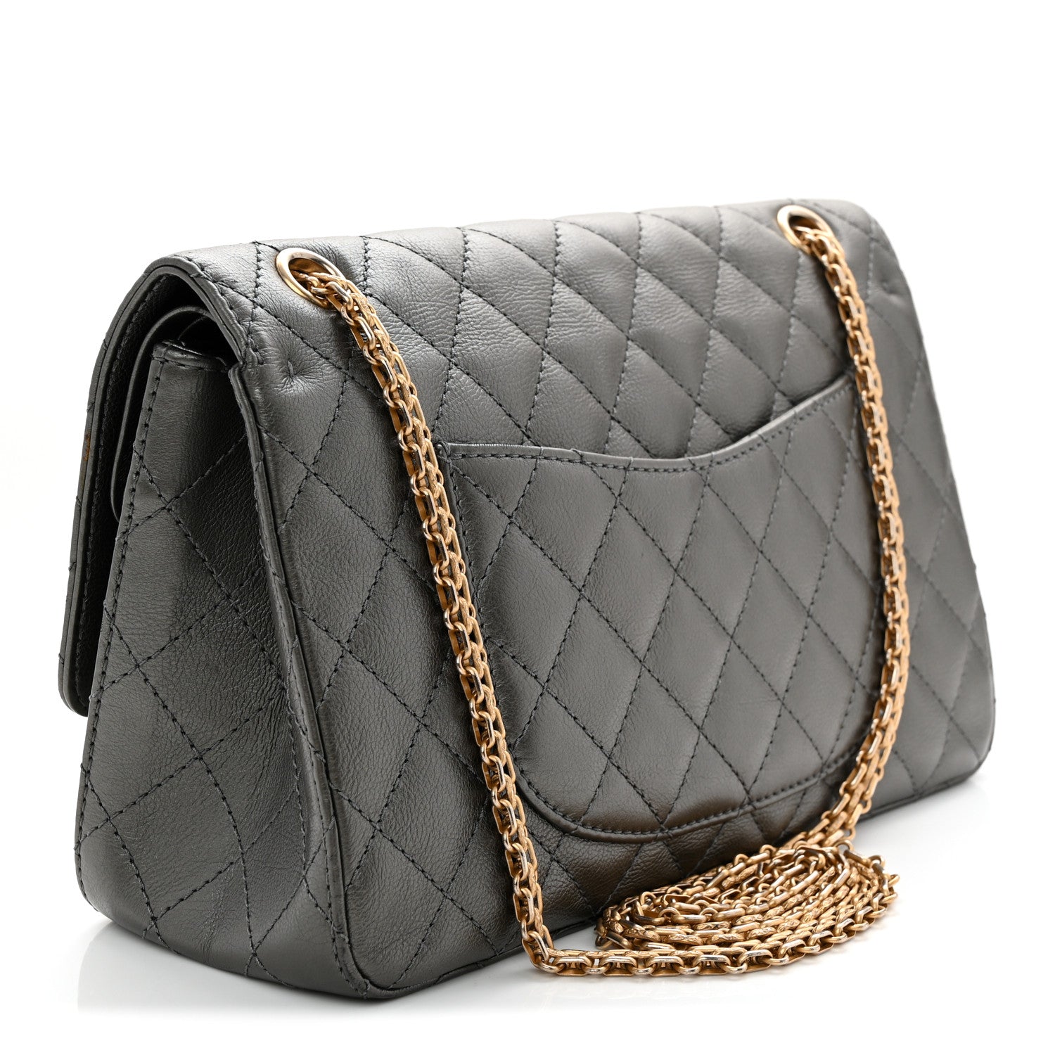 Chanel Metallic Calfskin Quilted 2.55 Reissue 226 Flap Charcoal 3 of 12