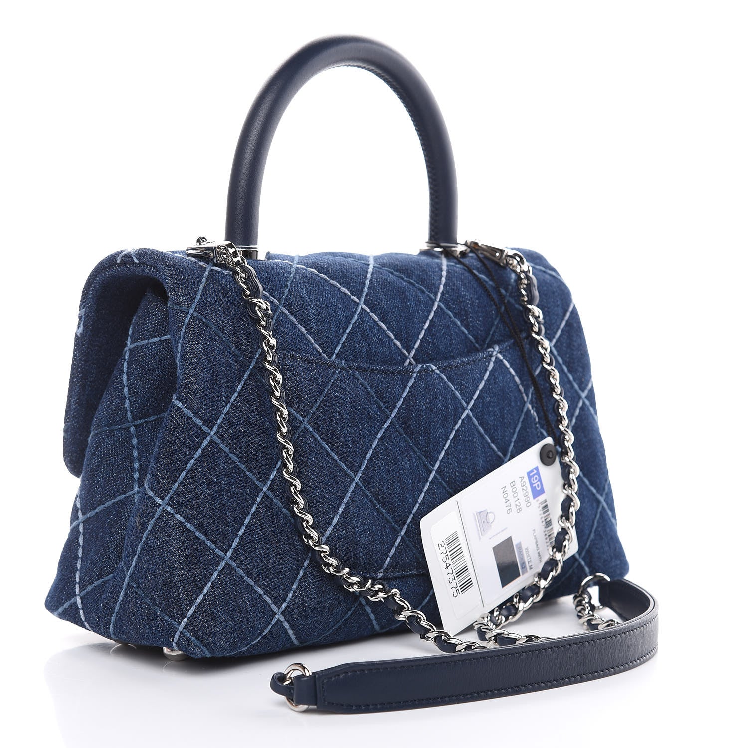 Chanel Denim Quilted Mini Coco Handle Flap Blue 3 of 9