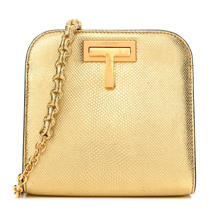 Tom Ford Snakeskin Small Cosmo T Lock Shoulder Bag Gold 1 of 13