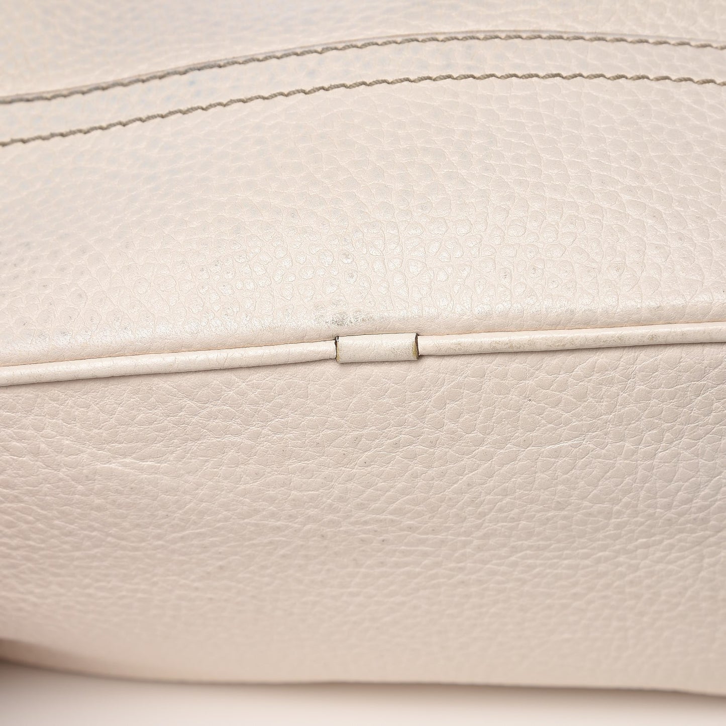 Calfskin Stripe Bucket Hobo Bag Off White