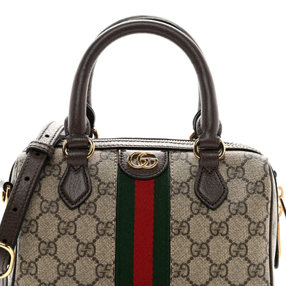 Gucci GG Supreme Monogram Textured Dollar Calfskin Web Mini Ophidia Top Handle Bowler Bag Beige Ebony New Acero 8 of 11