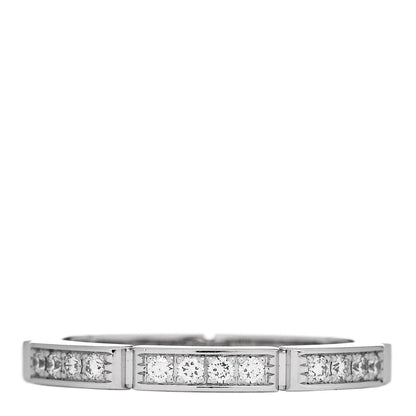 Cartier 18K White Gold Diamond Maillon Panthere Half Diamond Wedding Band Ring 55 7.25 1 of 5