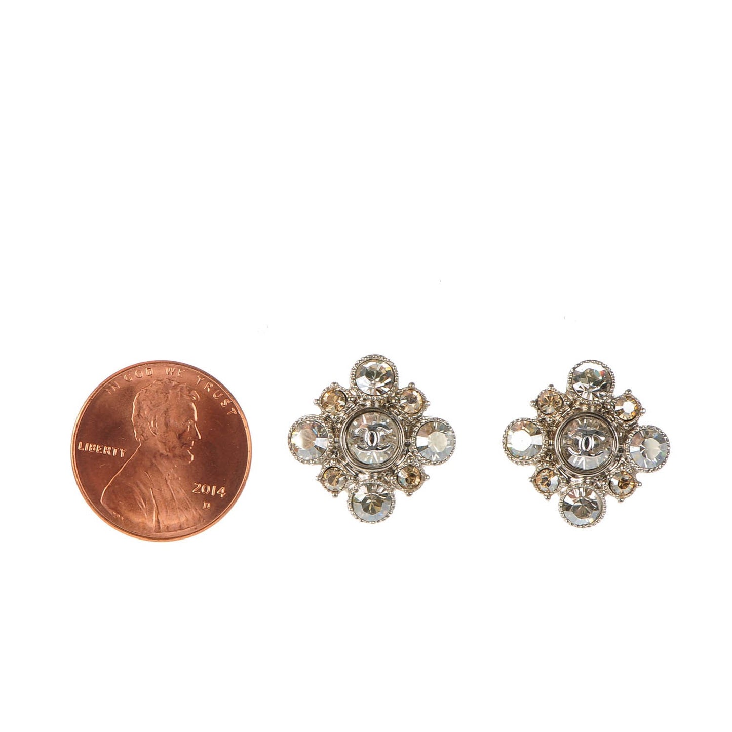 Crystal CC Earrings Silver