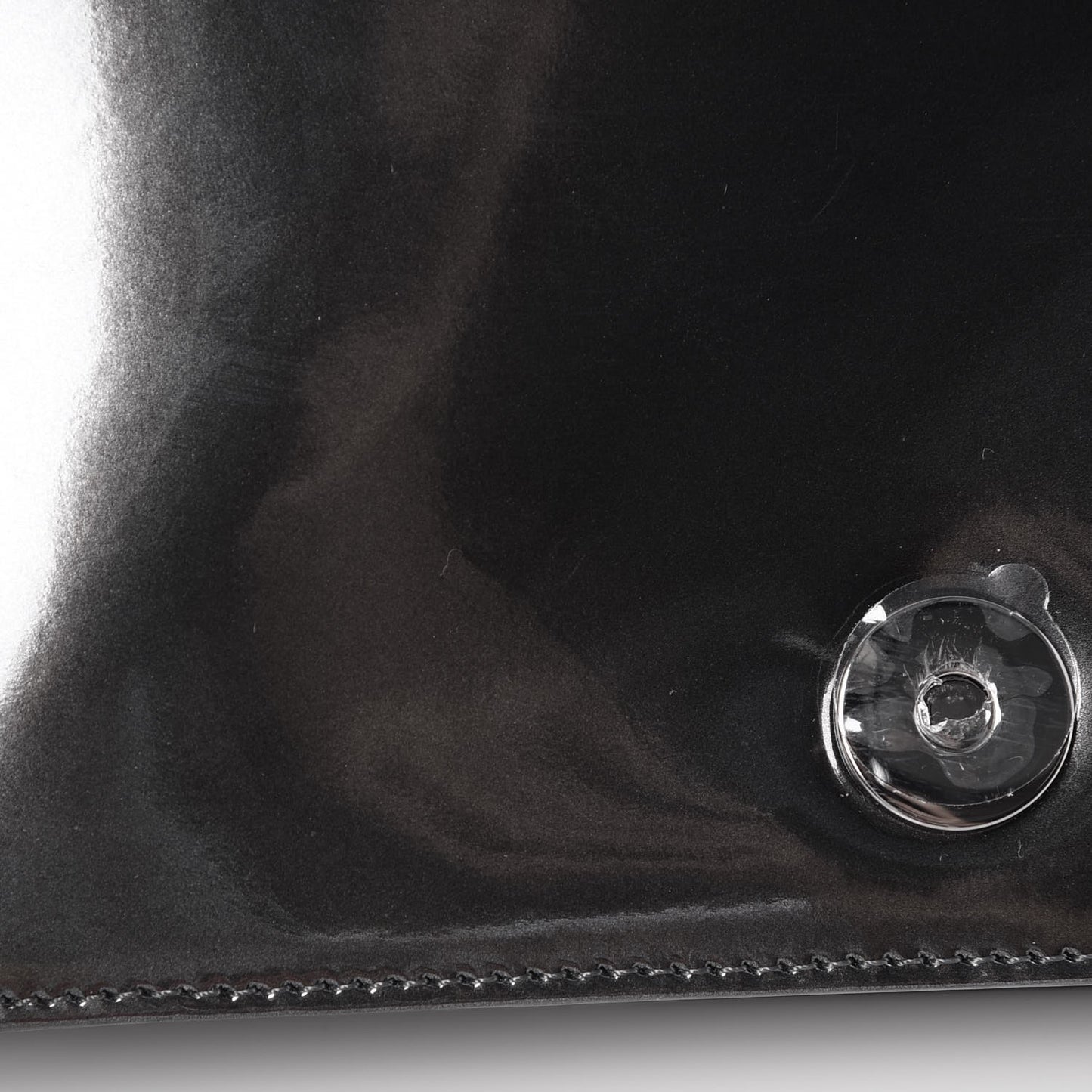 Metallic Patent Micro-Cannage Diorama Wallet on Chain Pouch Onyx Black