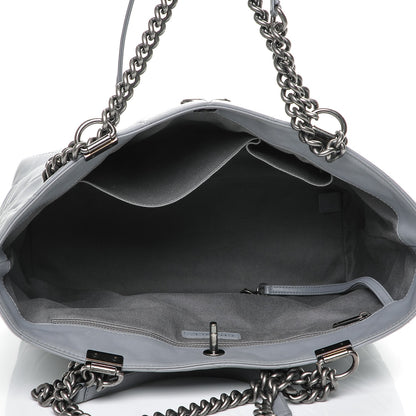 Chanel Calfskin Quilted Large Shopping In Chains Tote Light Grey 5 of 7