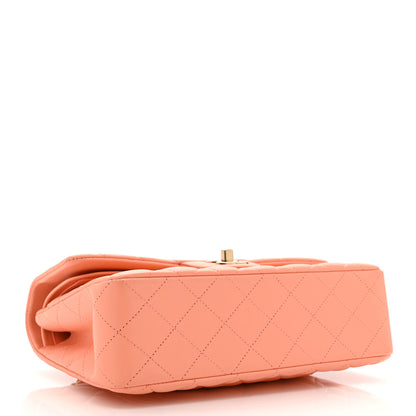 Chanel Lambskin Quilted Small Double Flap Light Orange 4 of 10