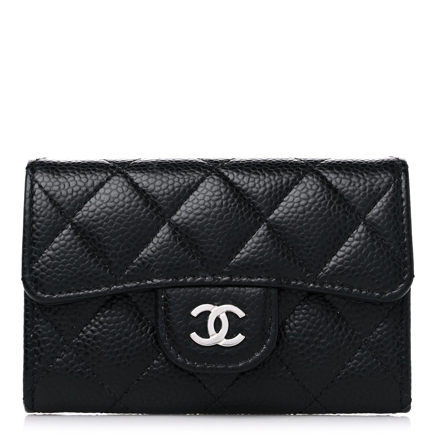 Chanel Caviar Quilted Flap Card Holder Wallet Black 1 of 12