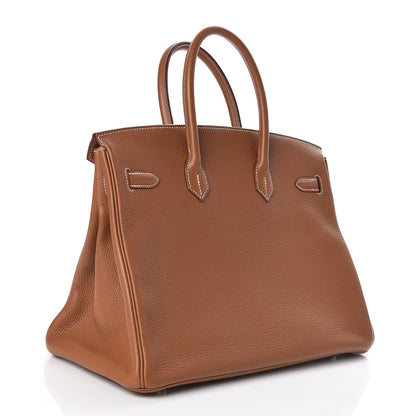 Hermes Taurillon Clemence Birkin 35 Gold 3 of 15