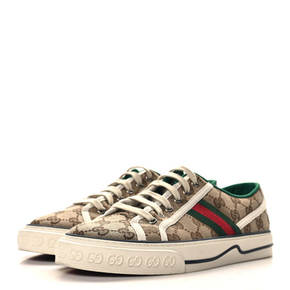Gucci GG Monogram Web Womens 1977 Tennis Sneakers 40 Beige Ebony Mystic White 4 of 9