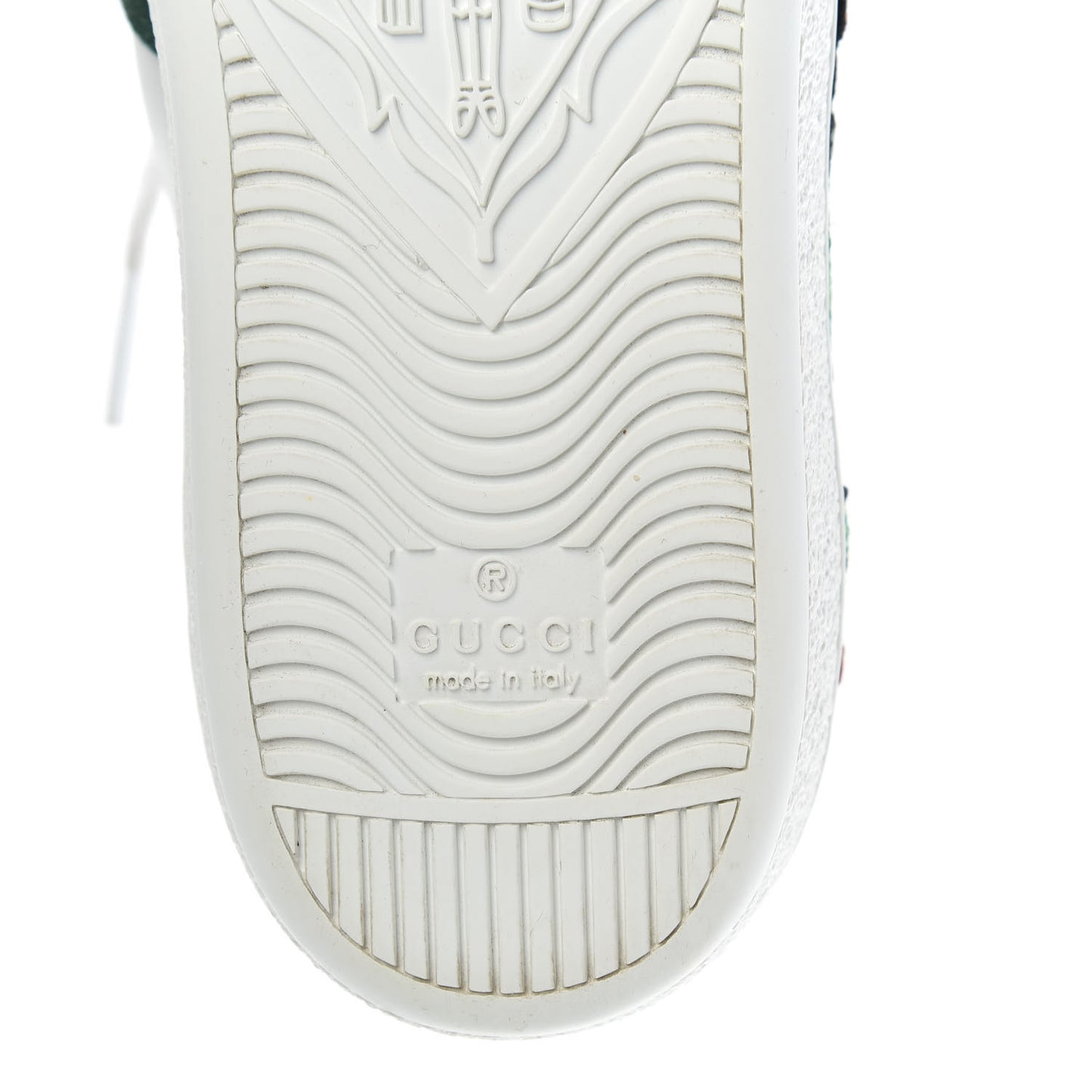 Calfskin Web Floral Embroidered Womens Ace Sneakers 37.5 White