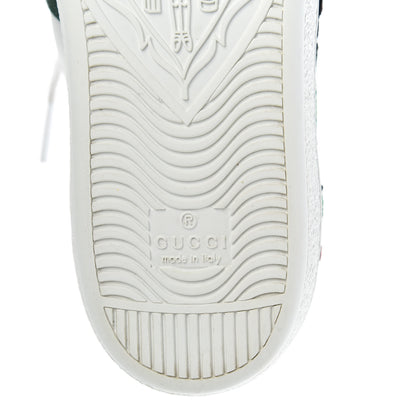 Gucci Calfskin Web Floral Embroidered Womens Ace Sneakers 37.5 White 7 of 10