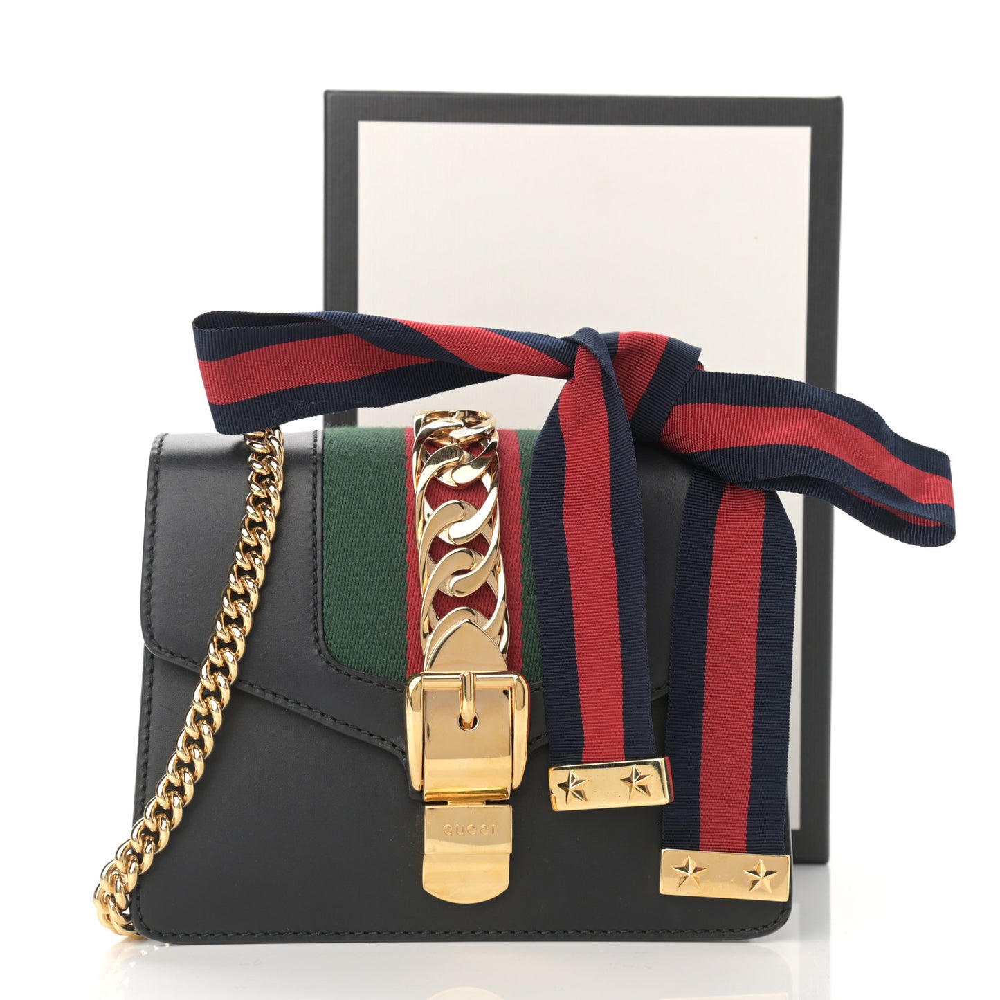 Calfskin Mini Sylvie Chain Shoulder Bag Black