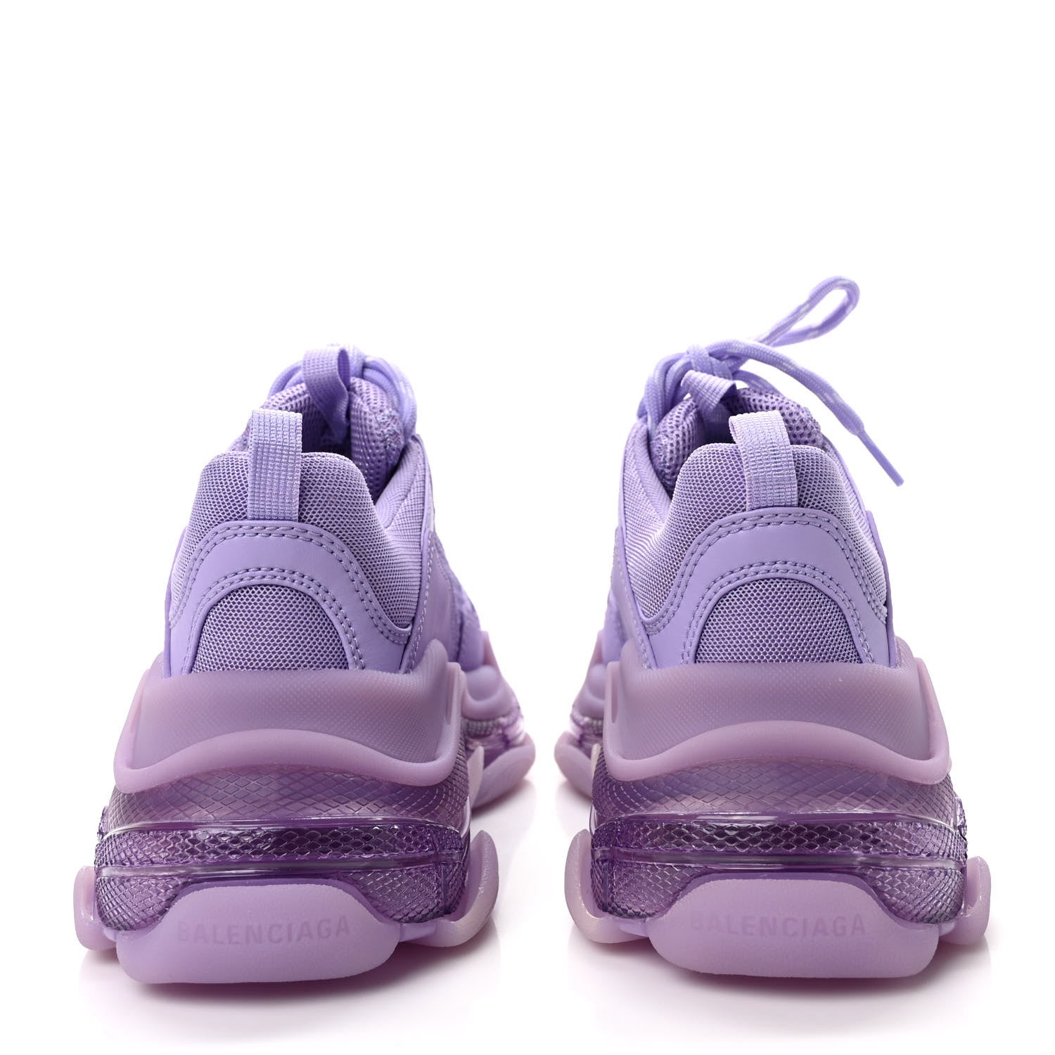 Balenciaga Fabric Mesh Clear Sole Womens Triple S Sneakers 38 Light Lilac White 5 of 9