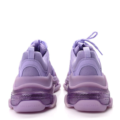 Balenciaga Fabric Mesh Clear Sole Womens Triple S Sneakers 38 Light Lilac White 5 of 9