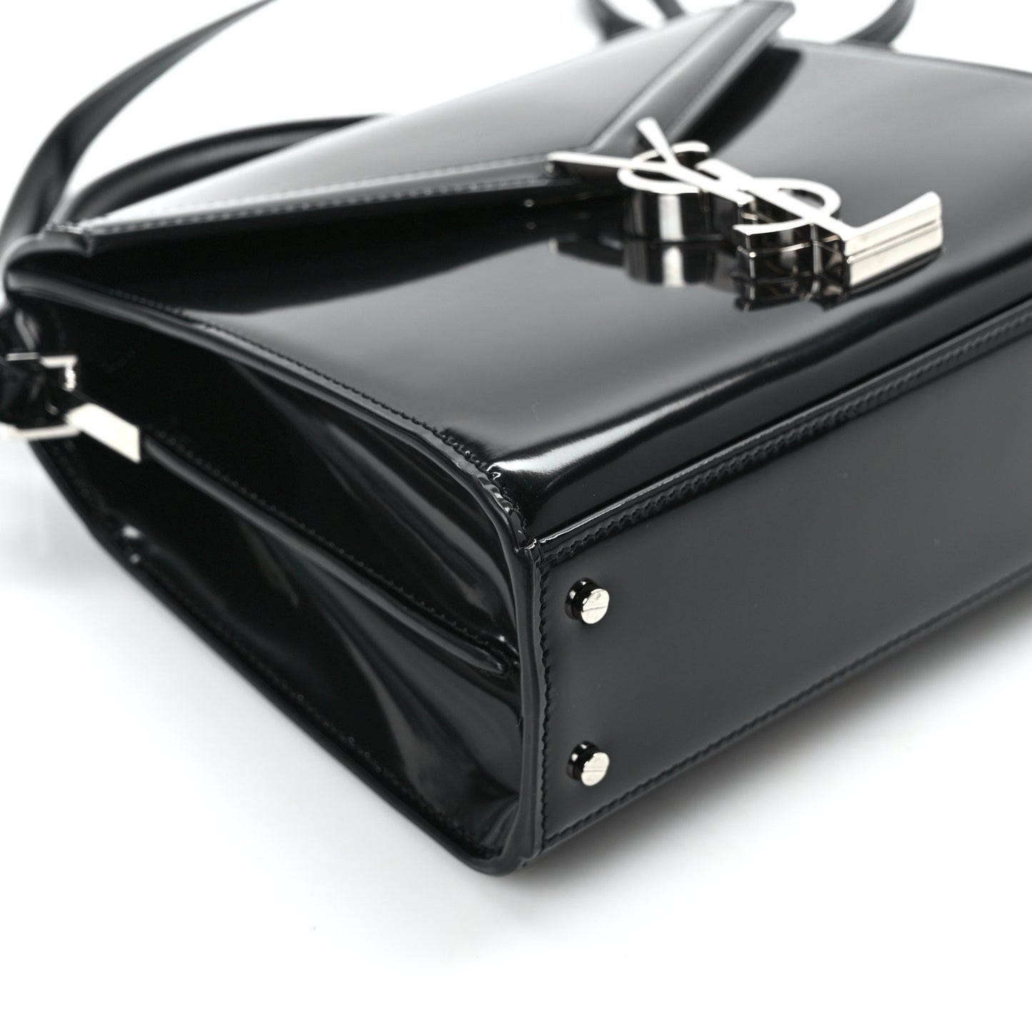 Glazed Calfskin Mini Classic Monogram Cassandra Top Handle Black