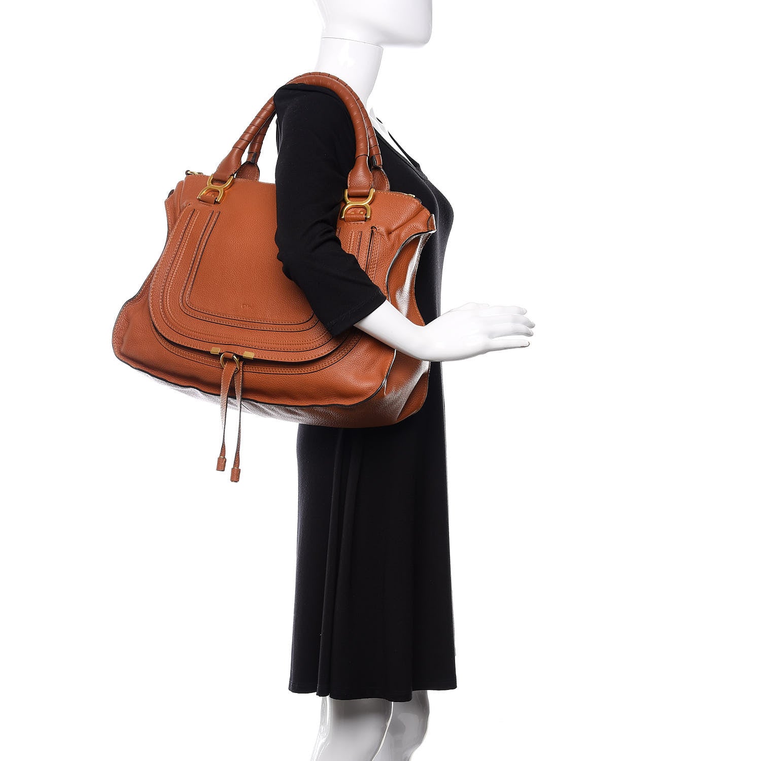 Chloe Calfskin Large Marcie Satchel Tan 2 of 13
