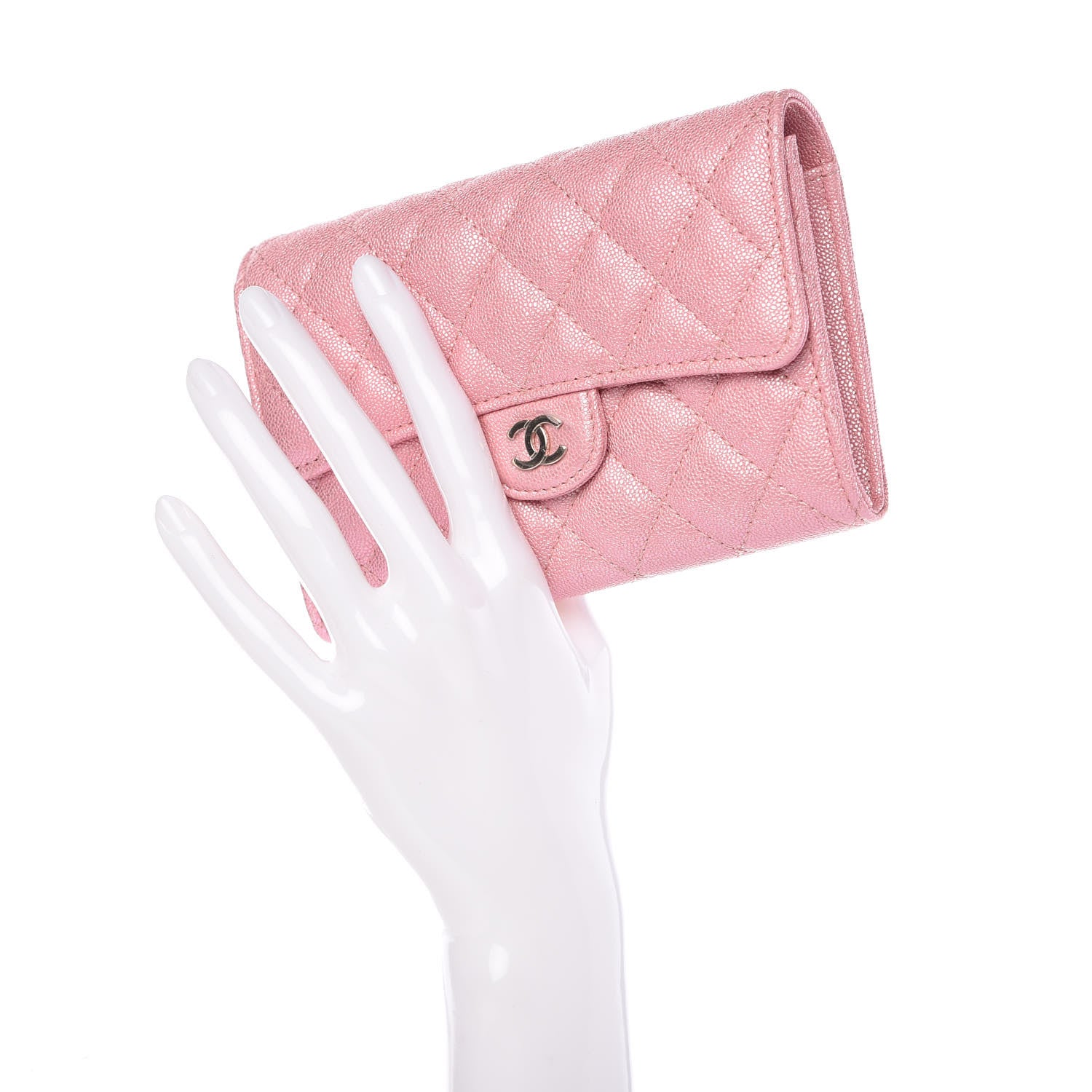 Chanel Iridescent Caviar Quilted Medium Flap Wallet Rose Pink 2 of 11