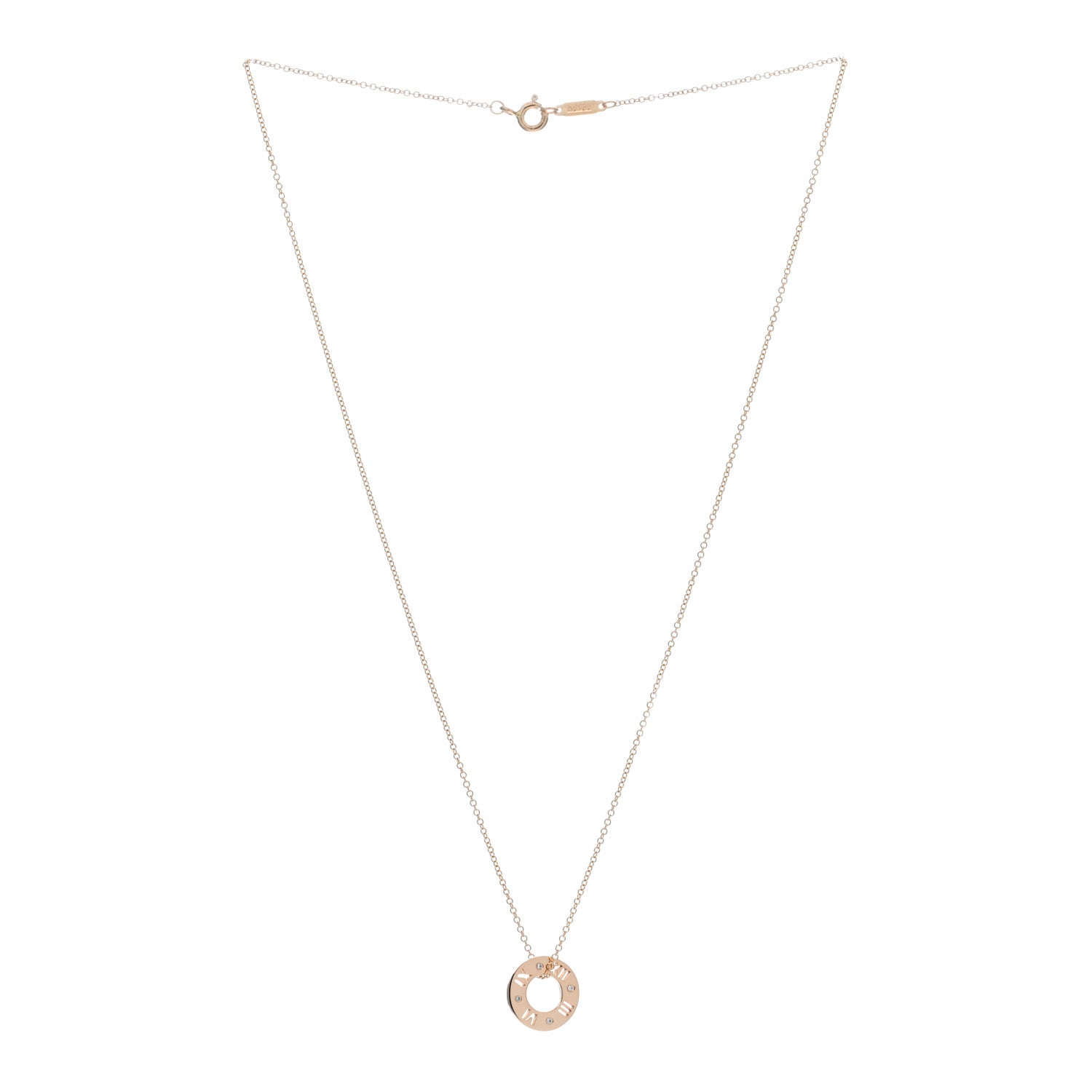 Tiffany 18K Rose Gold Diamond Atlas Pierced Pendant Necklace 3 of 4