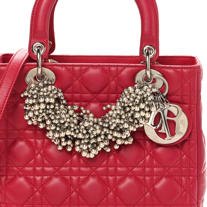 Christian Dior Lambskin Cannage Medium Pearl Lady Dior Dark Pink 8 of 11