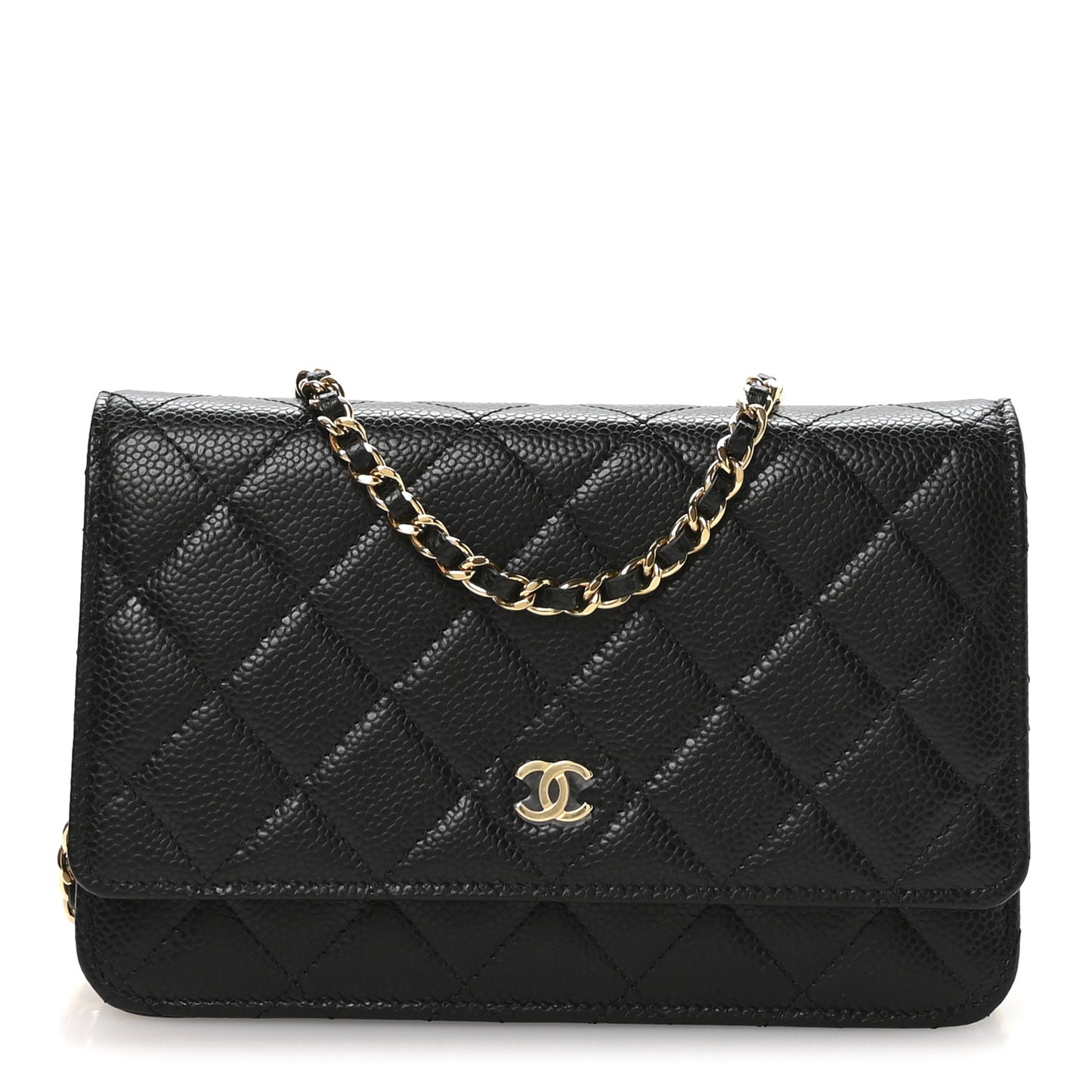 Caviar Quilted Wallet on Chain WOC Black