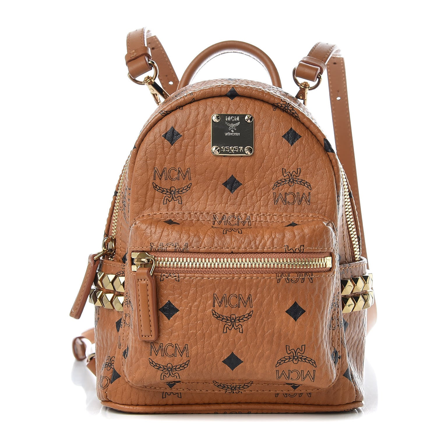MCM Visetos Side Stud X-Mini Stark Backpack Cognac 1 of 10