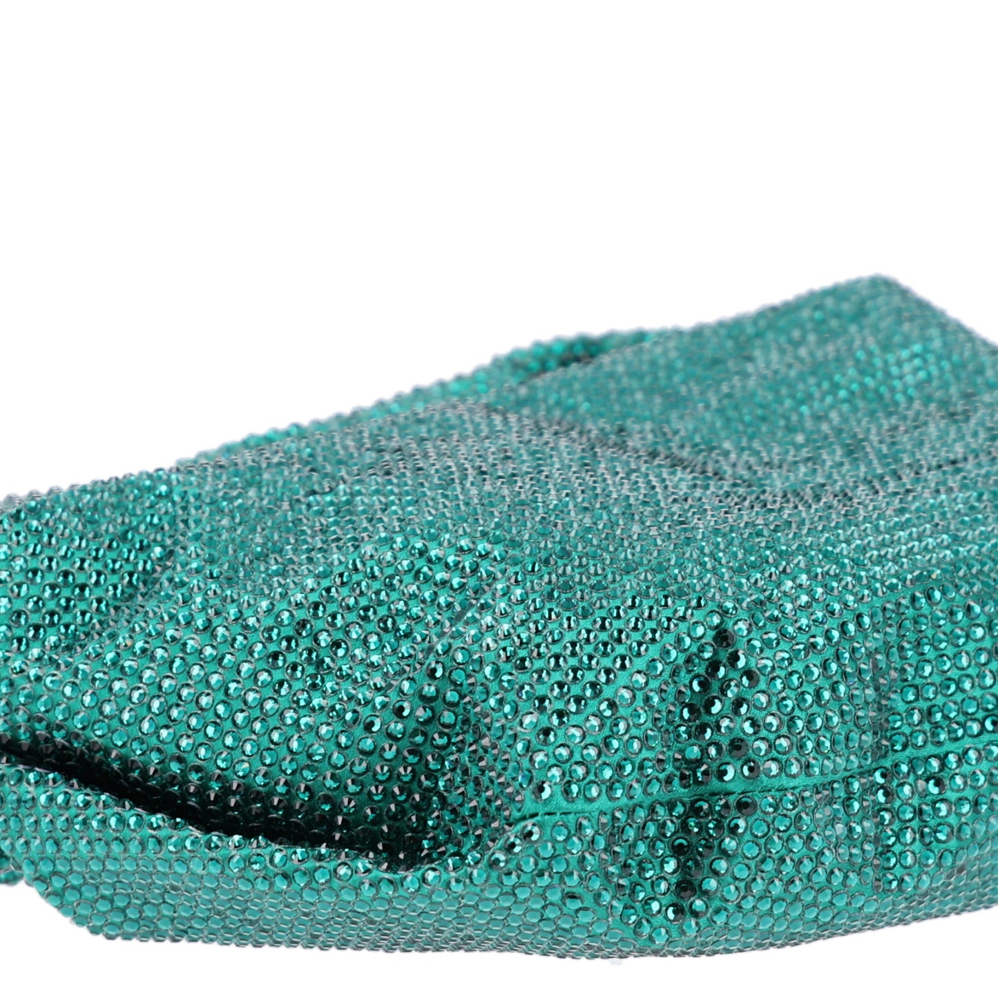 Crystal Embellished Satin Mini Hotfix Jodie Emerald